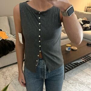 Dark grey button up tank